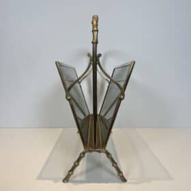 Smoked Glass Magazine Rack, Attributed to Maison Baguès