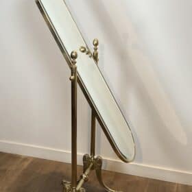 Polished Brass Cheval Mirror, Neoclassical Style circa 1970