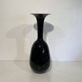 Large Architectural Floor Vase in Glossy Black Porcelain, 1970s