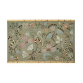 Contemporary Painted Canvas, Lemurs, Birds, and Flowers