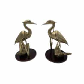 Pair of Brass Sculptures, Depicting Stylized Birds
