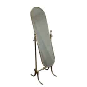 Polished Brass Cheval Mirror, Neoclassical Style circa 1970