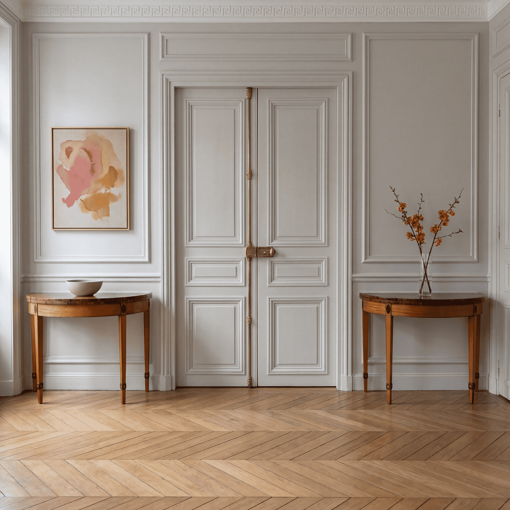 Pair of George III Style Demi-Lune Tables, 1800 - Image 2