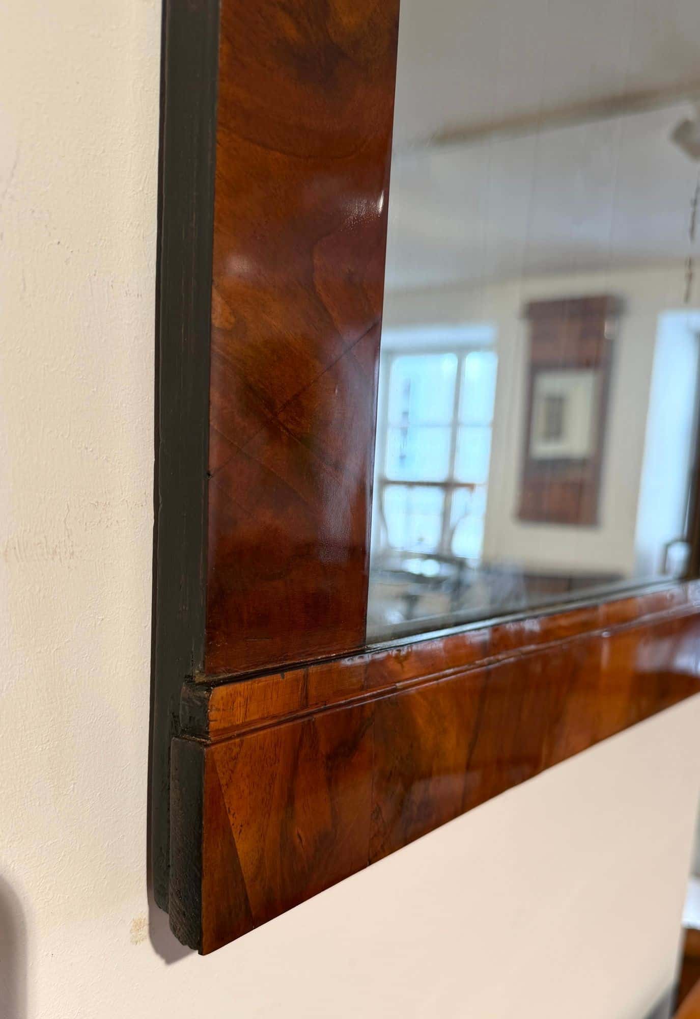Small Austrian Biedermeier Walnut Wall Mirror, Circa 1820 - Image 11