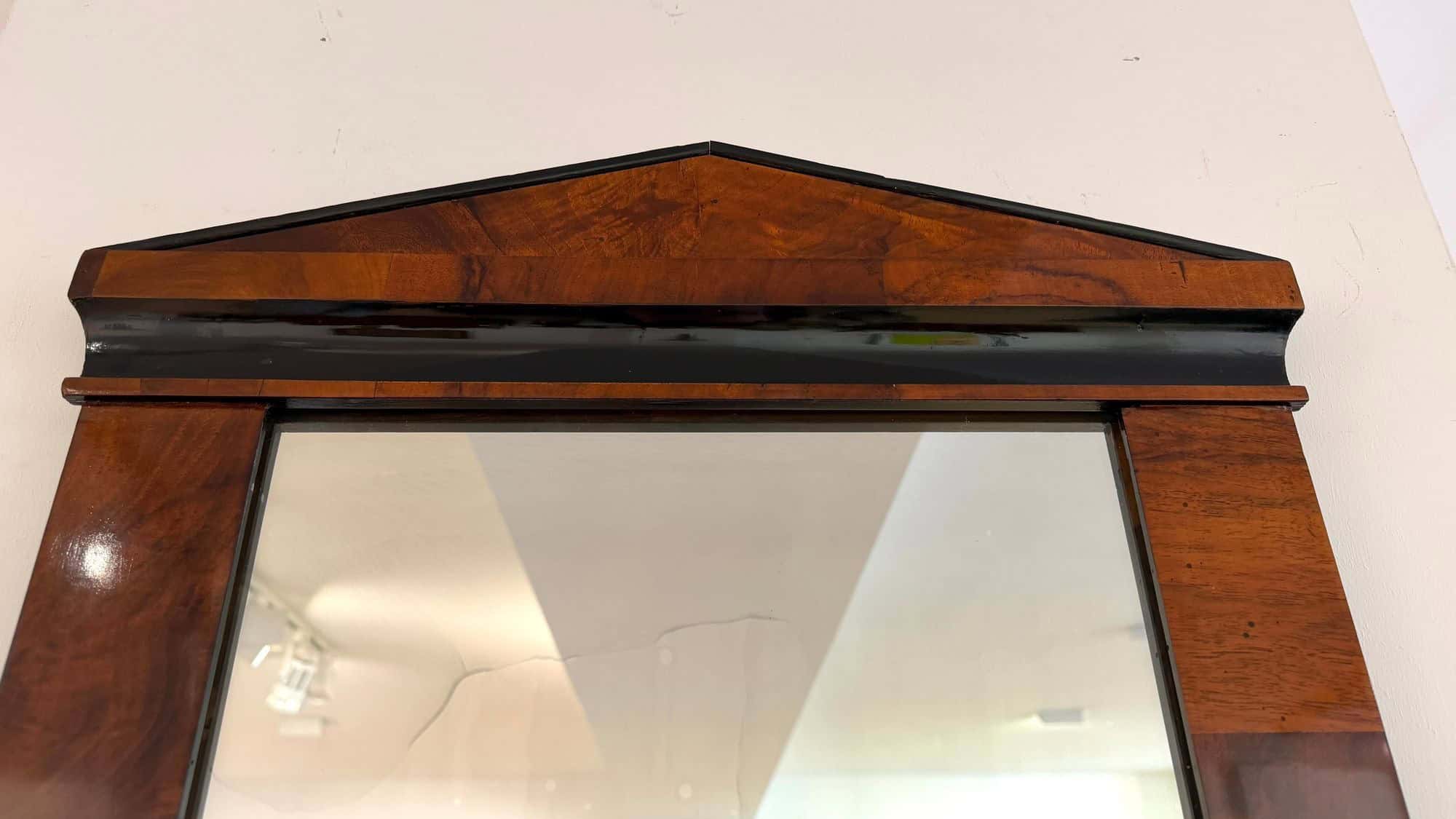 Small Austrian Biedermeier Walnut Wall Mirror, Circa 1820 - Image 13
