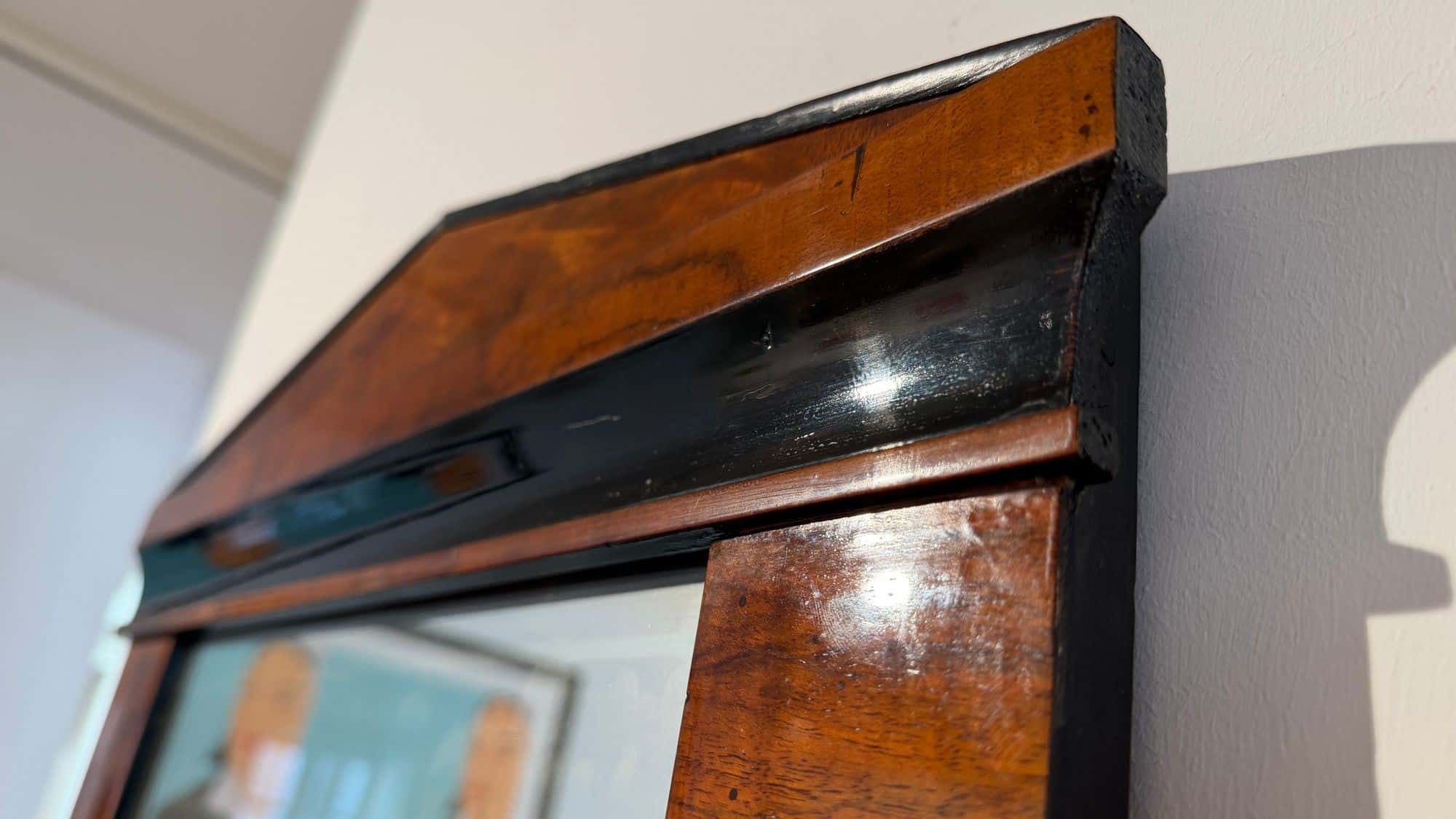 Small Austrian Biedermeier Walnut Wall Mirror, Circa 1820 - Image 14