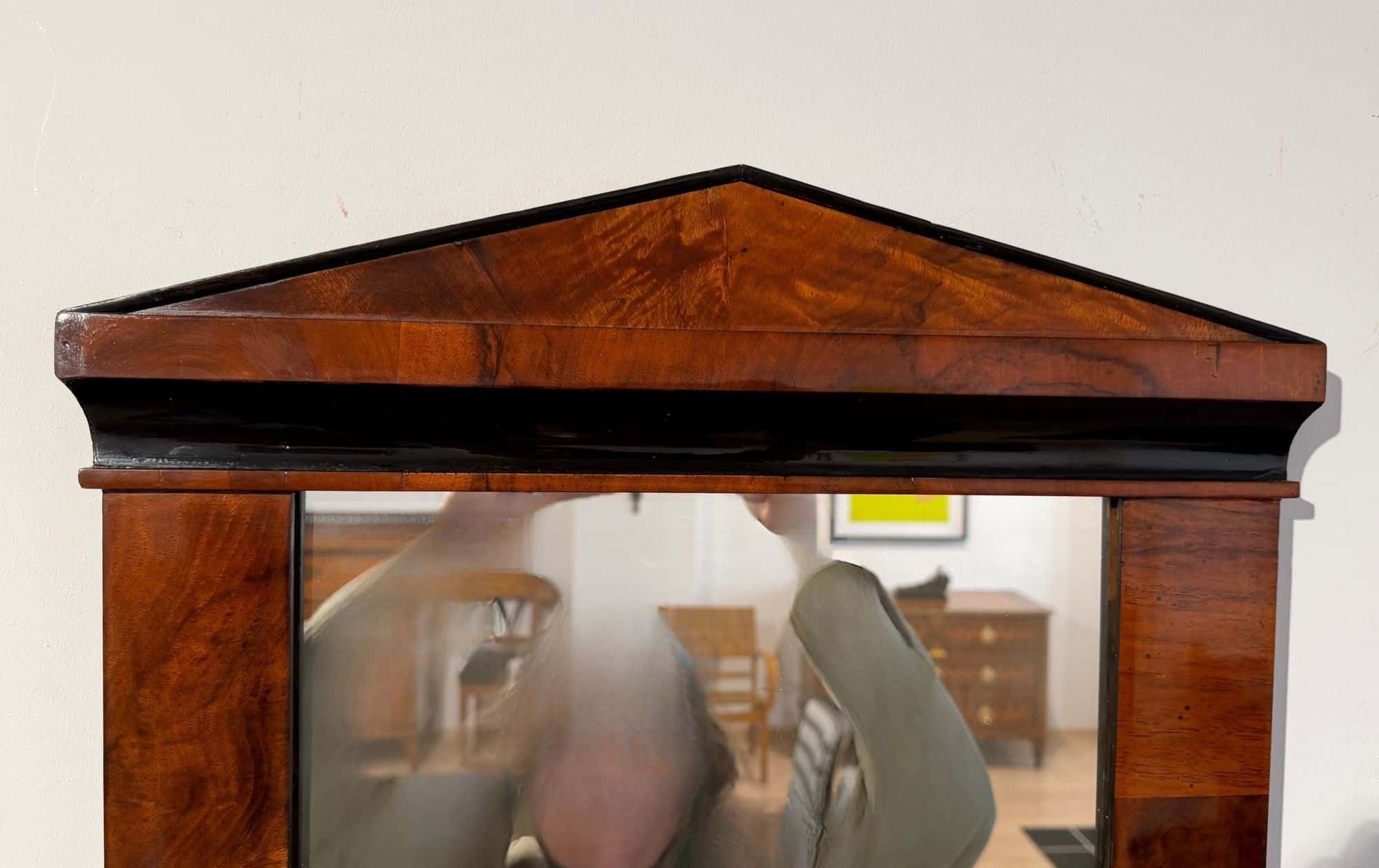 Small Austrian Biedermeier Walnut Wall Mirror, Circa 1820 - Image 2