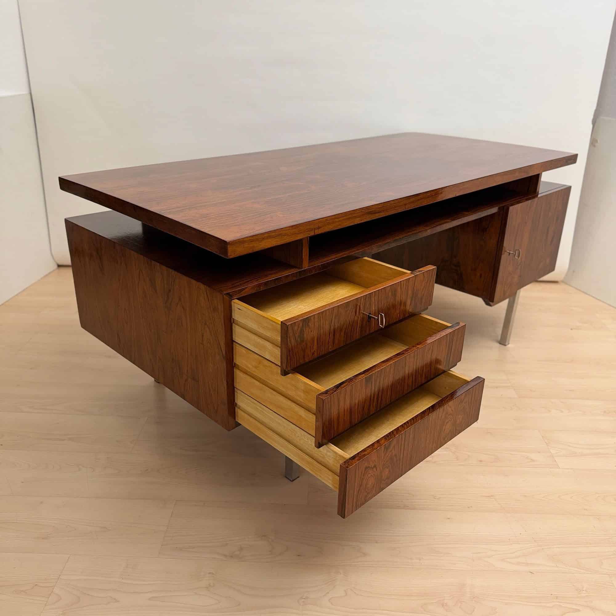 Large Mid-Century Modern Rosewood Desk, Germany, 1960s - Image 3