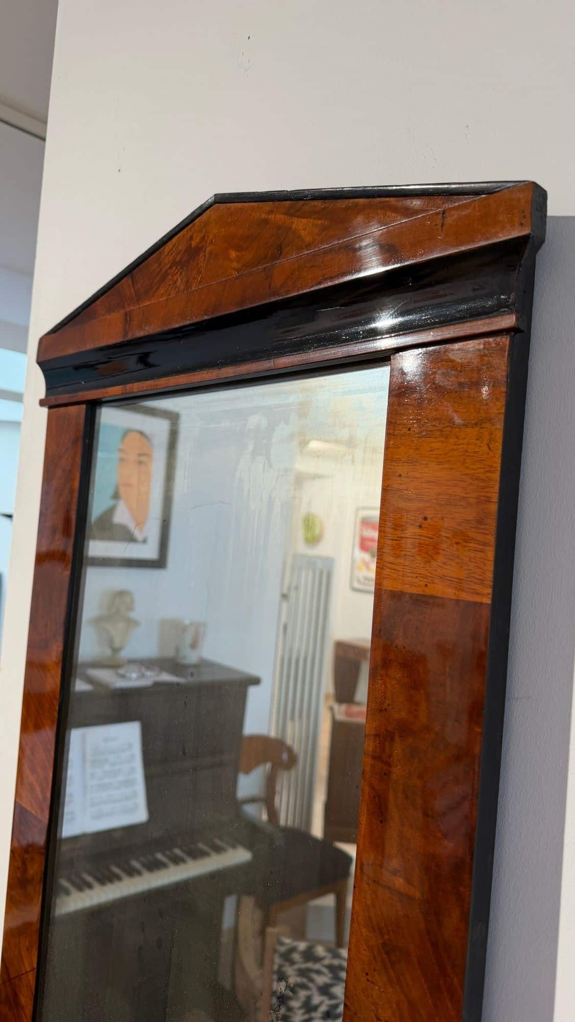 Small Austrian Biedermeier Walnut Wall Mirror, Circa 1820 - Image 6