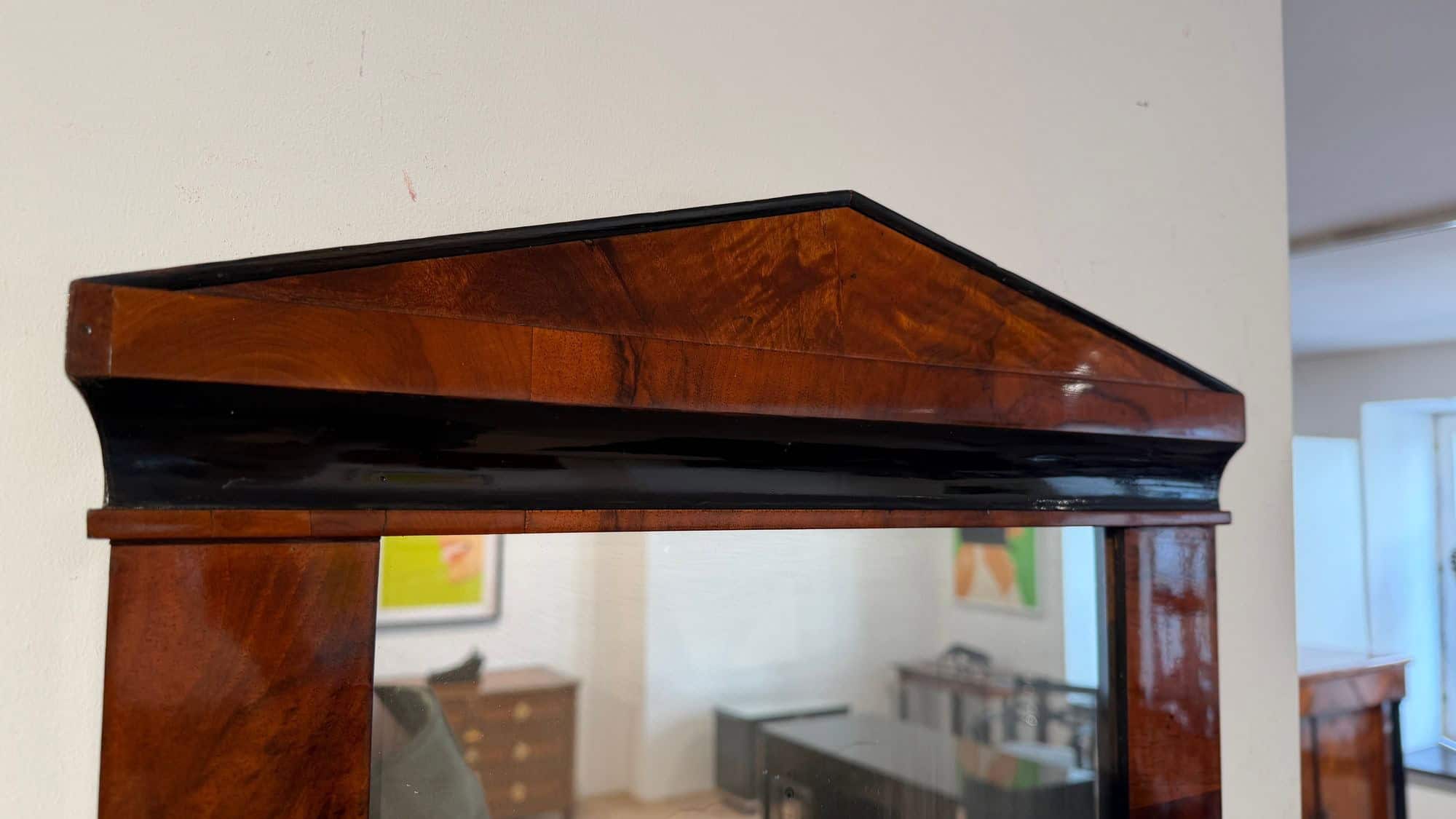 Small Austrian Biedermeier Walnut Wall Mirror, Circa 1820 - Image 7