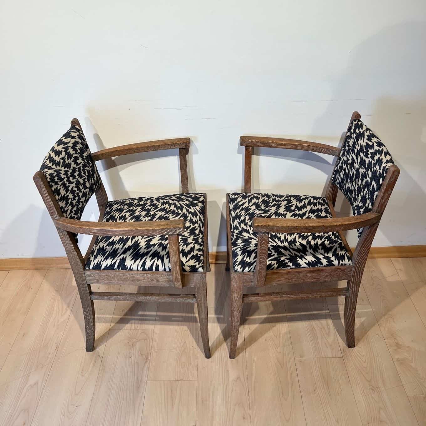 Pair of Art Deco Armchairs, De Coene Frères, Limed Oak, Belgium circa 1935 - Image 8