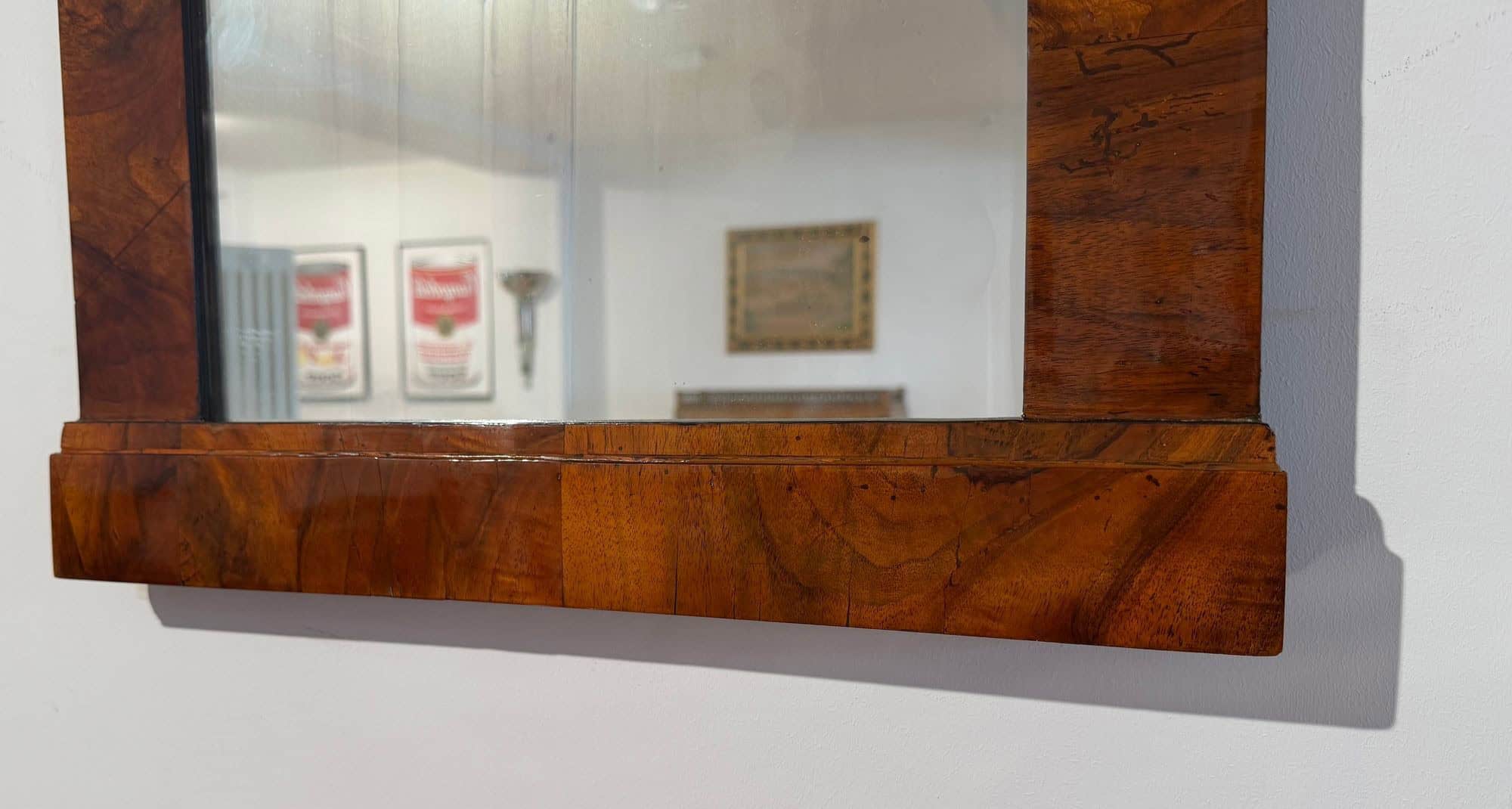 Small Austrian Biedermeier Walnut Wall Mirror, Circa 1820 - Image 8
