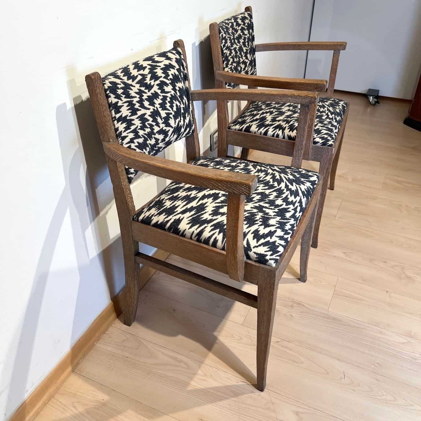 Pair of Art Deco Armchairs, De Coene Frères, Limed Oak, Belgium circa 1935 - Image 9