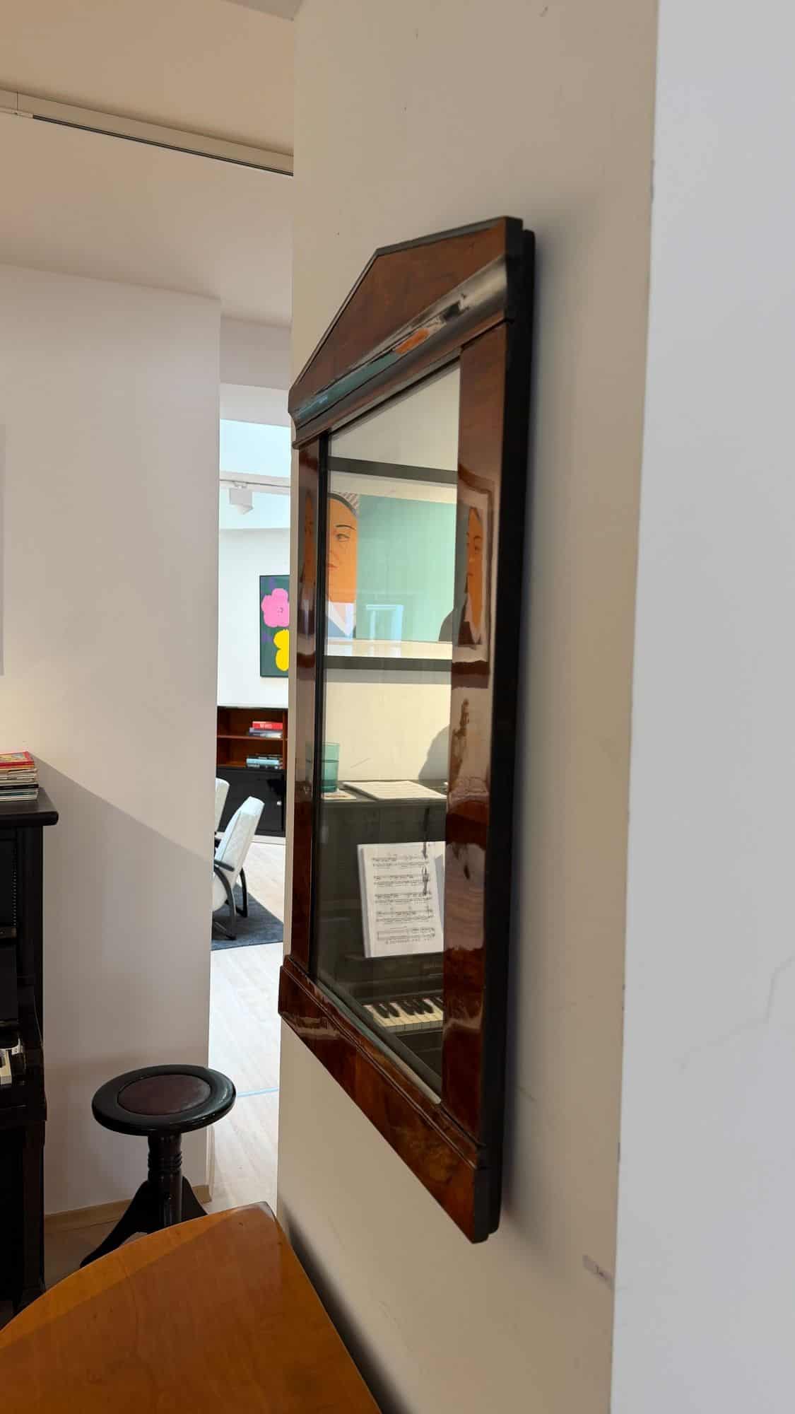 Small Austrian Biedermeier Walnut Wall Mirror, Circa 1820 - Image 9