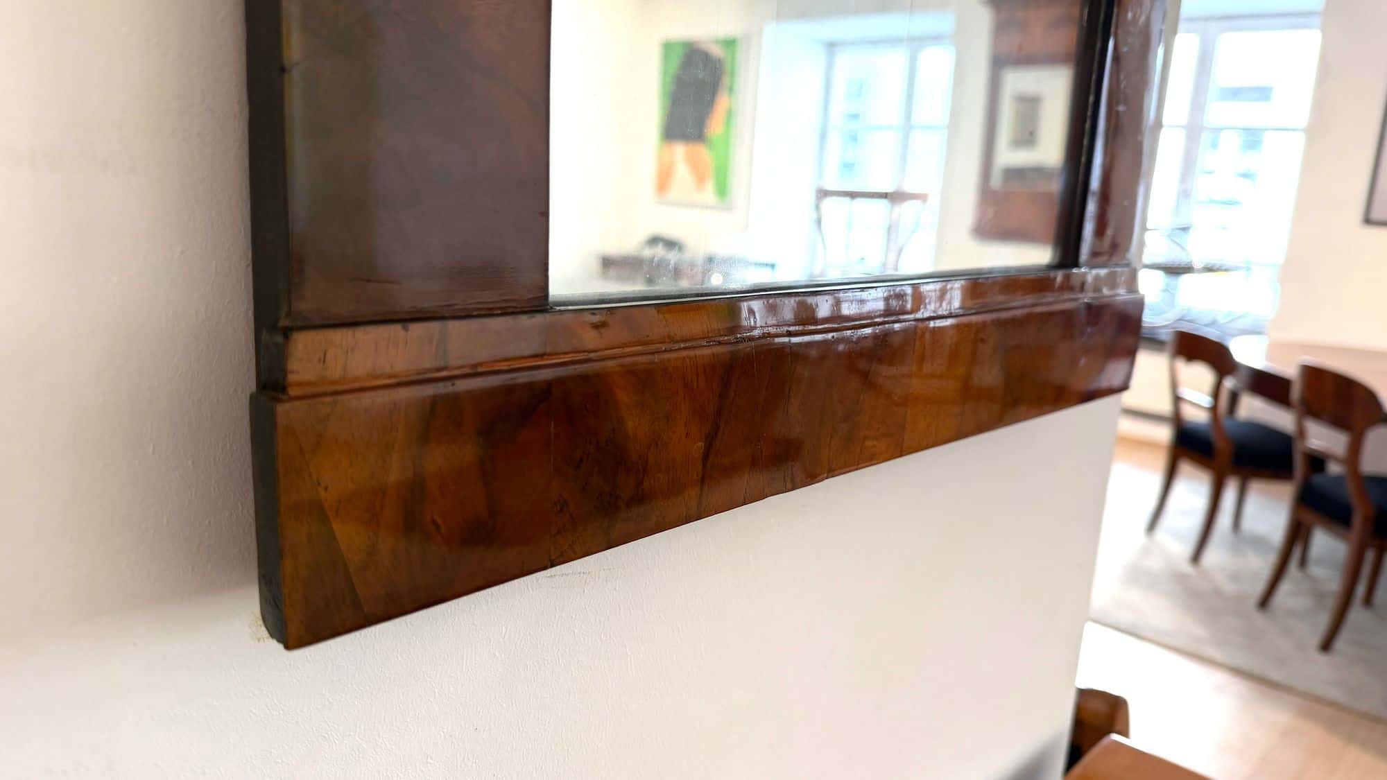 Small Austrian Biedermeier Walnut Wall Mirror, Circa 1820 - Image 10