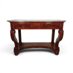 French Restoration Console Table- mahogany veneer with marble top- Styylish