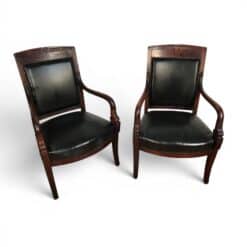Pair of French Empire Mahogany Armchairs with dolphin motif- Styylish