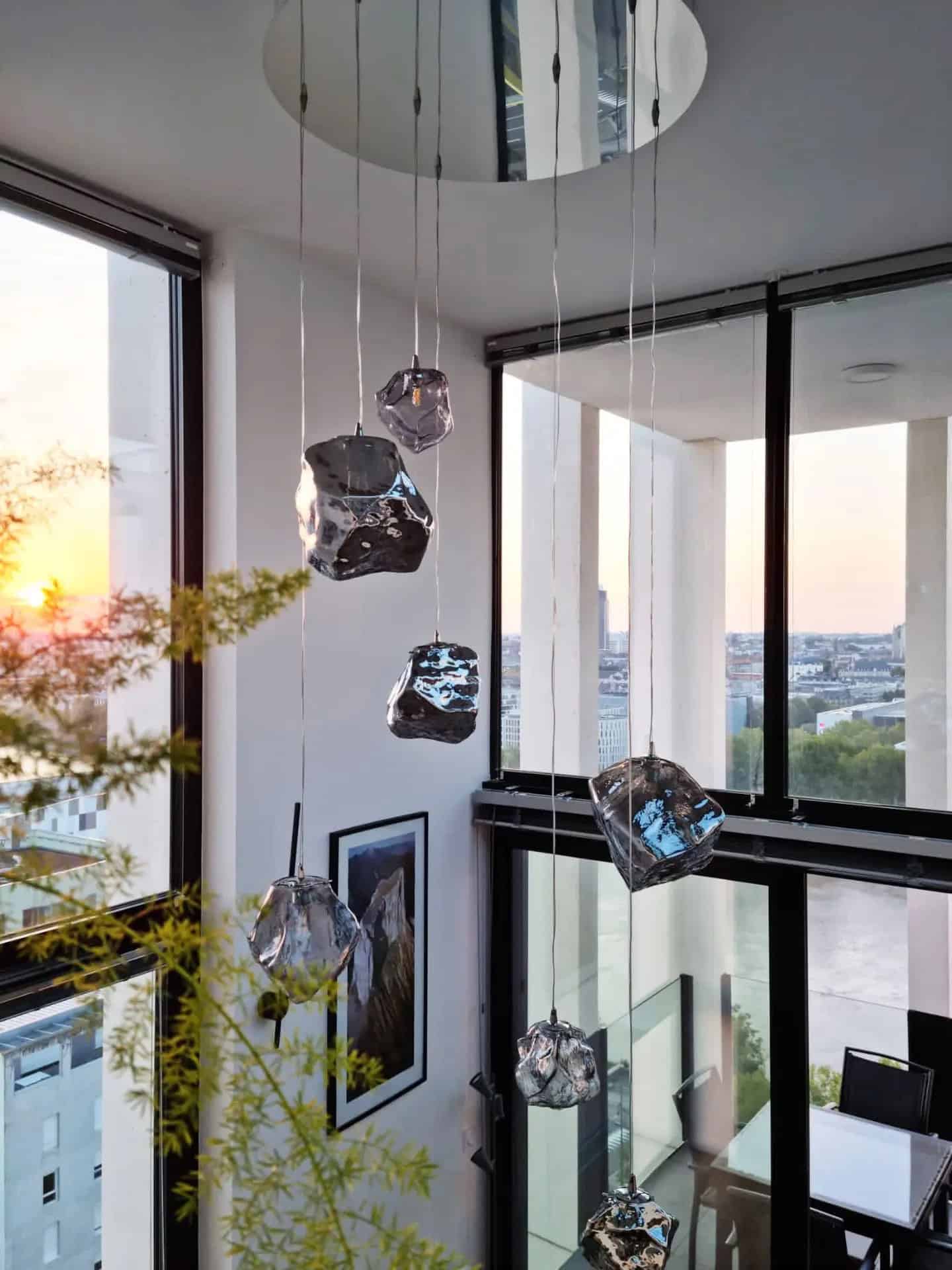 Quartz Pendant Light, Contemporary French Design - Image 3