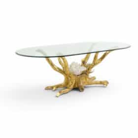 Pierre Duval Brasseur Gold-Plated Brass Dining Table. Circa 1970.