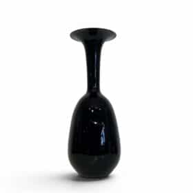 Large Architectural Floor Vase in Glossy Black Porcelain, 1970s
