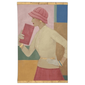 Contemporary French Hand-Painted 1950s Woman Canvas