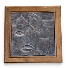 Modernist Ceramic Plaque with Cubist Decor, 1970s.