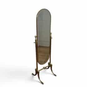 Polished Brass Cheval Mirror, Neoclassical Style circa 1970