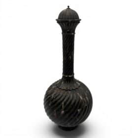 Large Ceremonial Bottle, Twisted Horn Veneer and Brass, 1980s