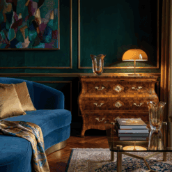 German Baroque Chest of Drawers in an interior with blue sofa- Styylish
