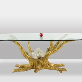 Pierre Duval Brasseur Gold-Plated Brass Dining Table. Circa 1970.