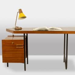 Georges Frydman Asymmetrical Oak Desk - Front View with Book - Styylish