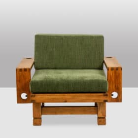 Pair of Modernist-Style Armchairs made of Pitch Pine. 1960s.