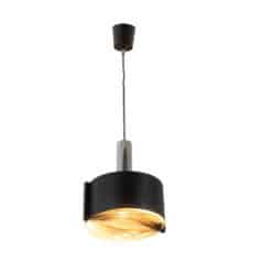 1960s French Black and Chrome Pendant Light - Illuminated - Styylish