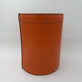 Luxury Leather Wastebasket with Saddle Stitching, in the Style of Hermès, 1970s