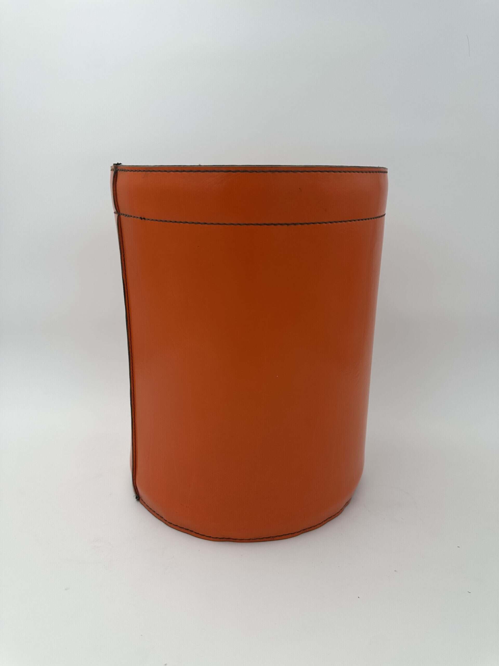 Luxury Leather Wastebasket with Saddle Stitching, in the Style of Hermès, 1970s - Image 2