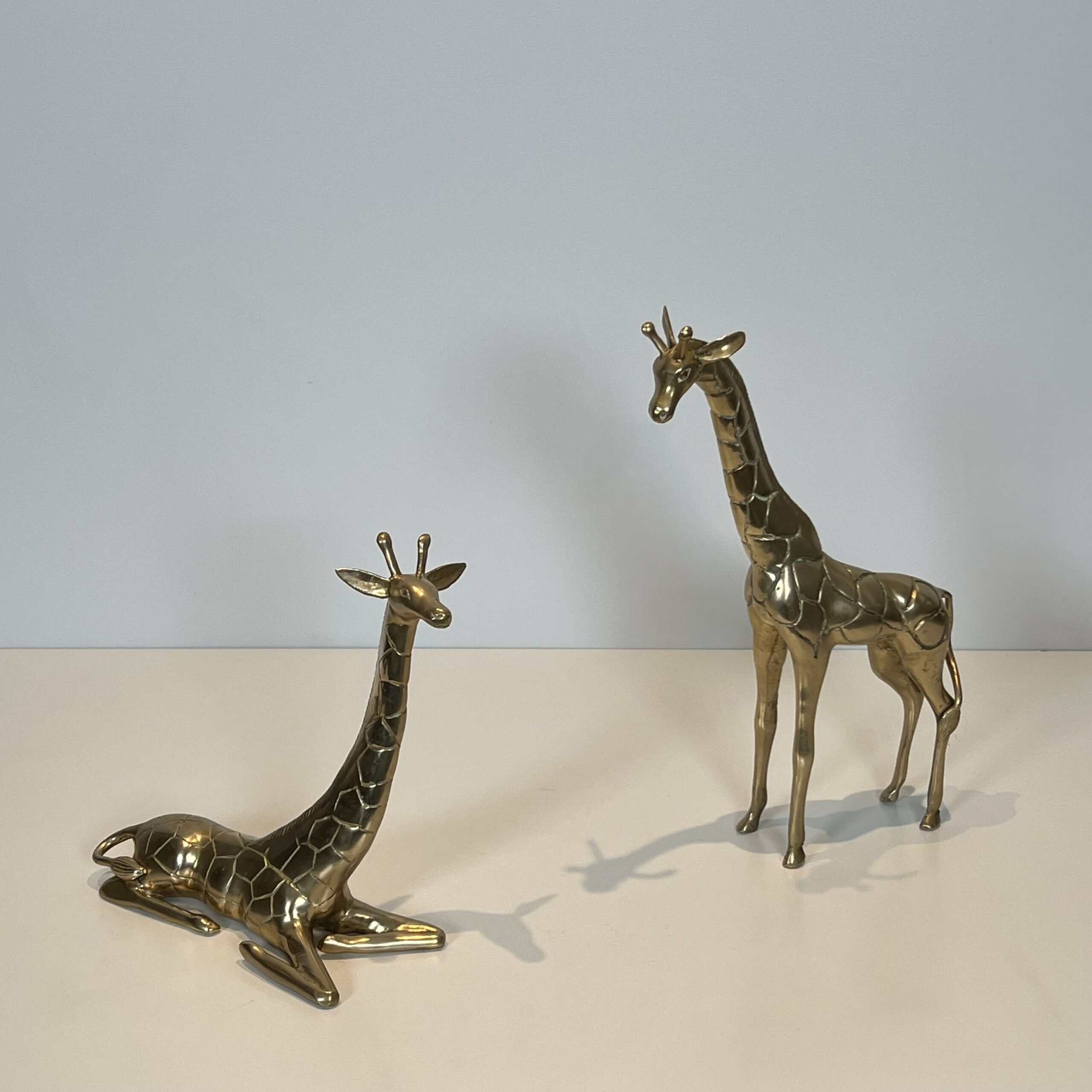 Brass "Giraffe" Animal Sculptures, Pair, 1970s. - Image 2