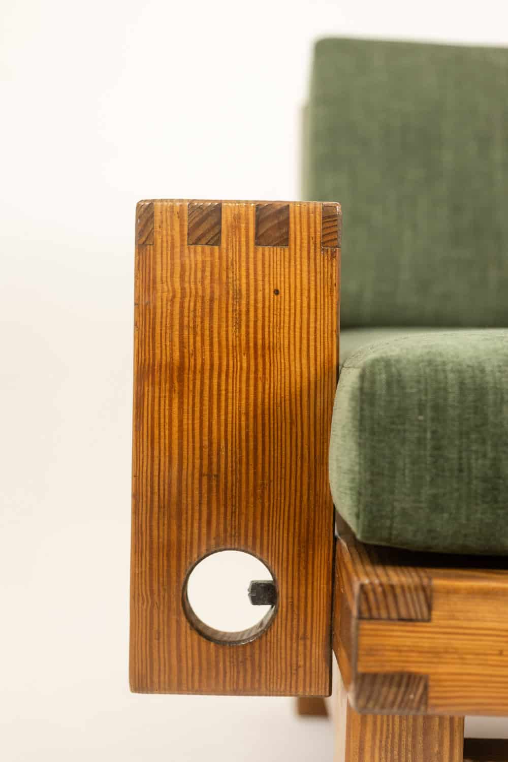 Pair of Modernist-Style Armchairs made of Pitch Pine. 1960s. - Image 11