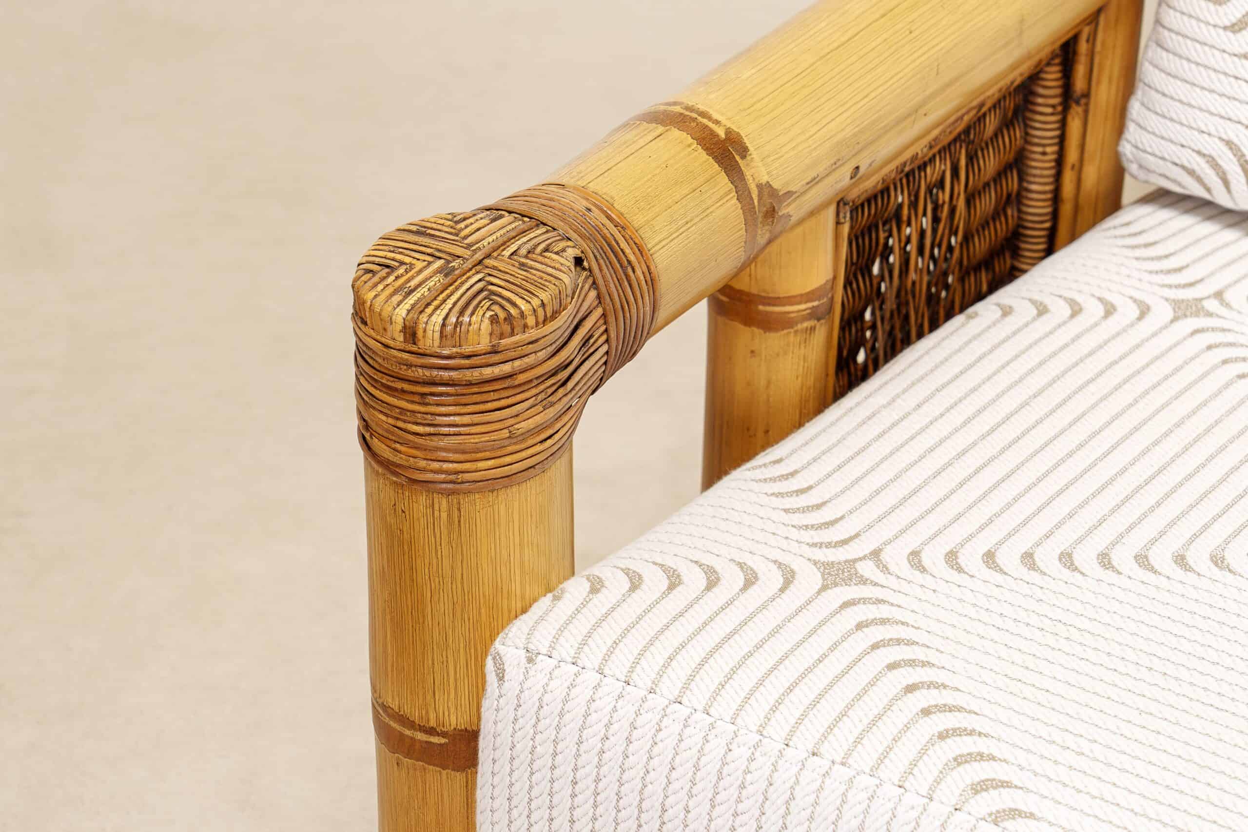 Pair of French Bamboo Armchairs with Pierre Frey Cushions, 1970s - Image 11