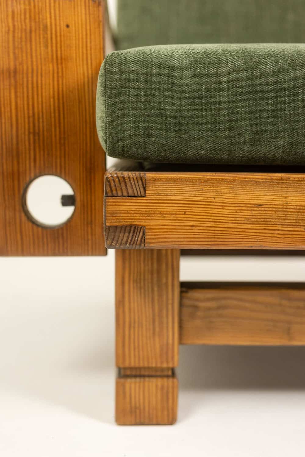 Pair of Modernist-Style Armchairs made of Pitch Pine. 1960s. - Image 12