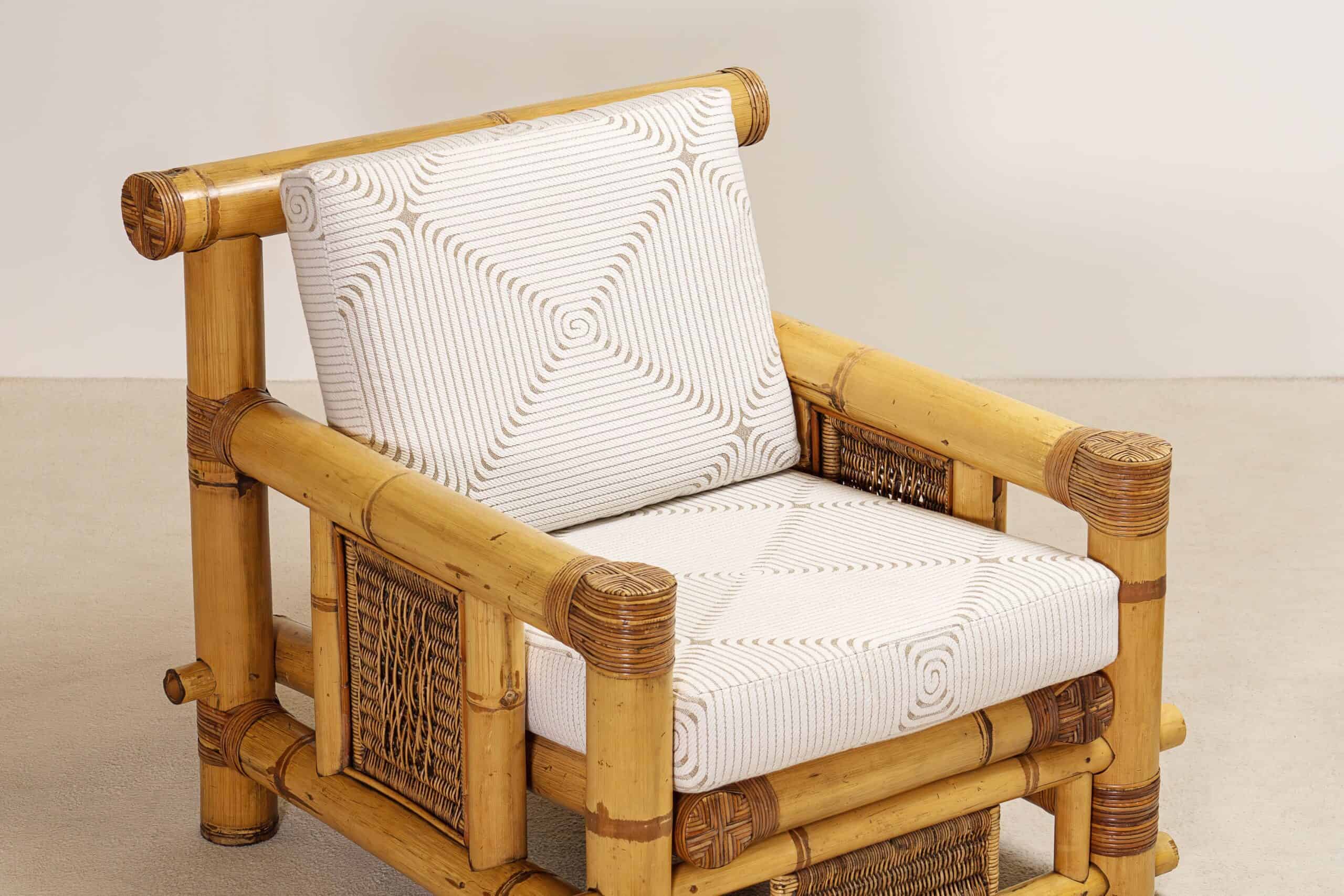 Pair of French Bamboo Armchairs with Pierre Frey Cushions, 1970s - Image 12