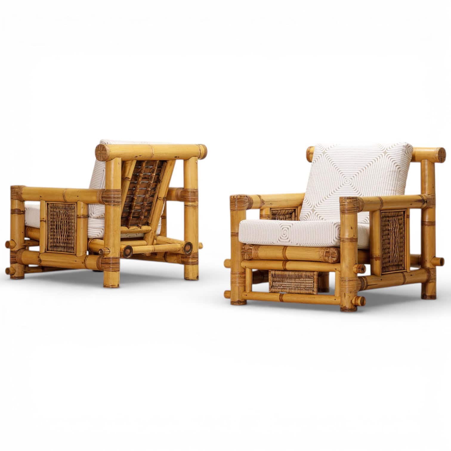 Pair of French Bamboo Armchairs with Pierre Frey Cushions, 1970s - Image 14