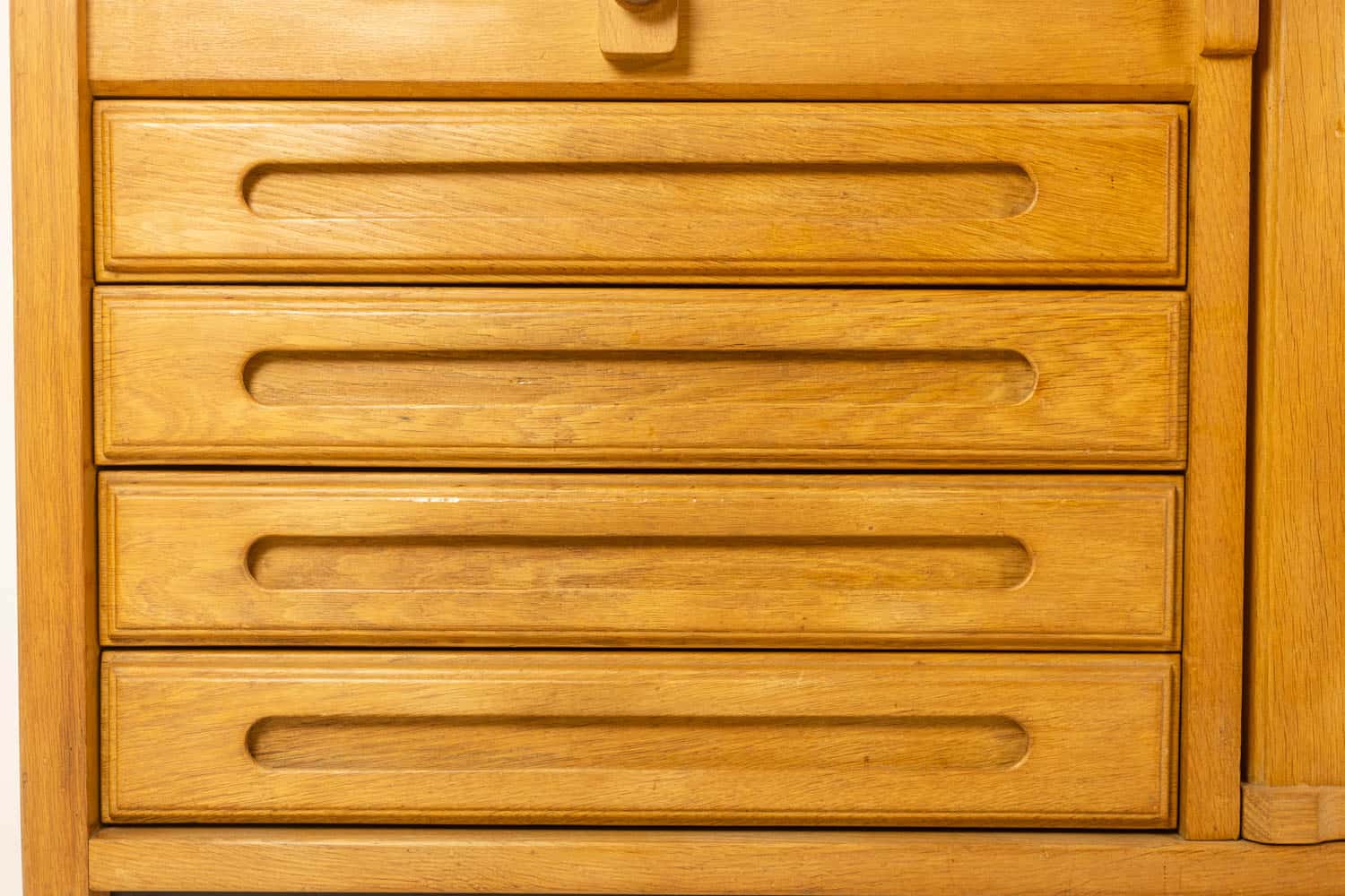 Guillerme and Chambron. Oak wardrobe with built-in writing desk. 1970s–80s - Image 17