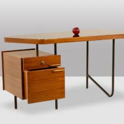Georges Frydman Asymmetrical Oak Desk - Angled View with Apple - Styylish