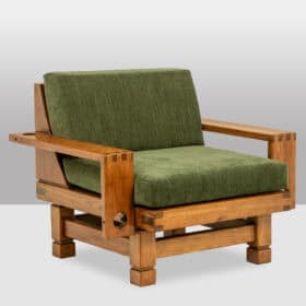Pair of Modernist-Style Armchairs made of Pitch Pine. 1960s.