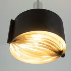 1960s French Black and Chrome Pendant Light - Lamp Detail One - Styylish
