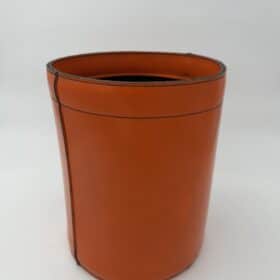 Luxury Leather Wastebasket with Saddle Stitching, in the Style of Hermès, 1970s