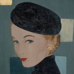 Contemporary French Hand-Painted 1950s Woman Canvas - Face Detail - Styylish