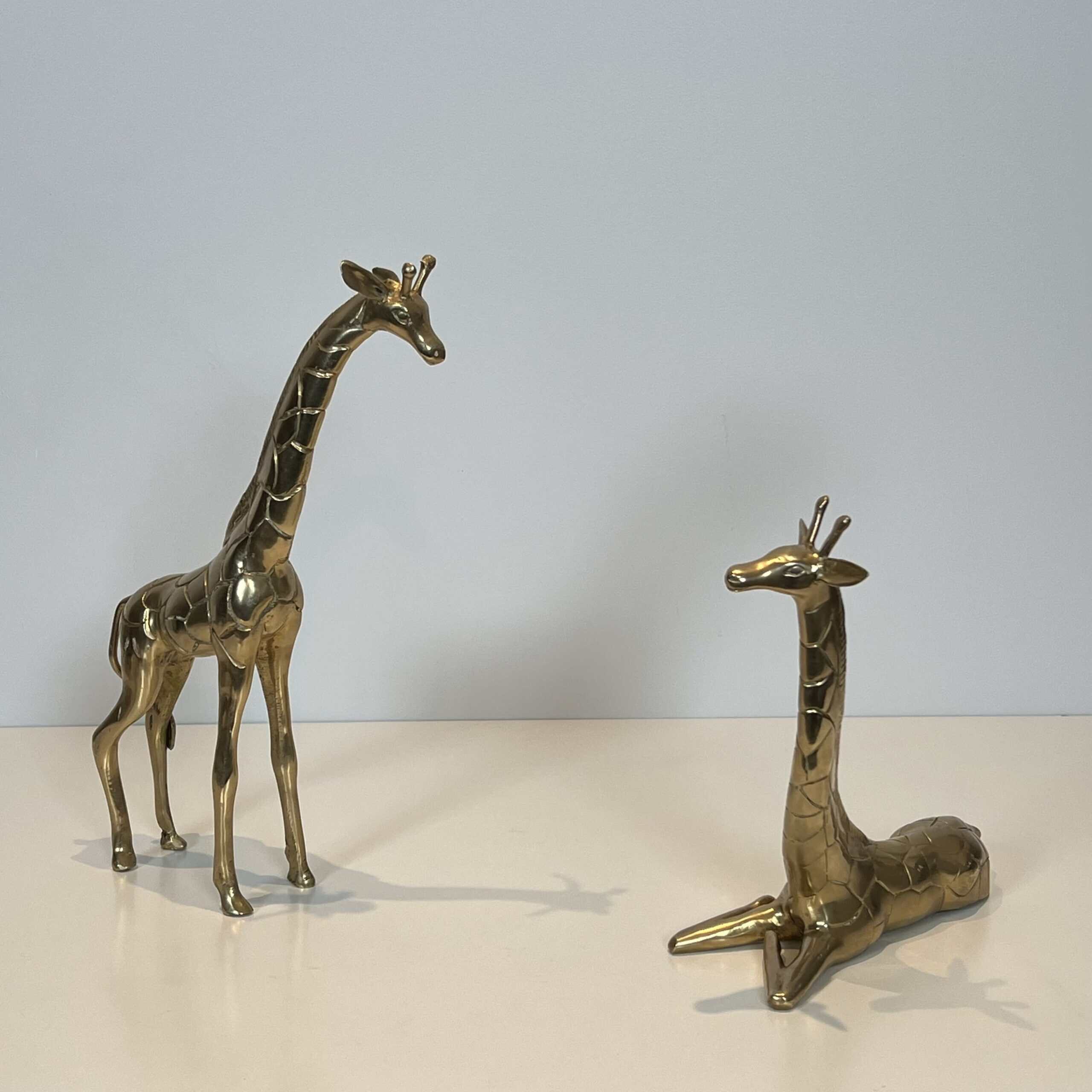 Brass "Giraffe" Animal Sculptures, Pair, 1970s. - Image 3