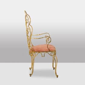 Pair of gilt wrought iron armchairs, circa 1990