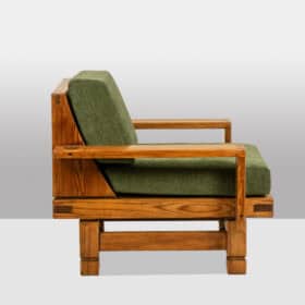 Pair of Modernist-Style Armchairs made of Pitch Pine. 1960s.